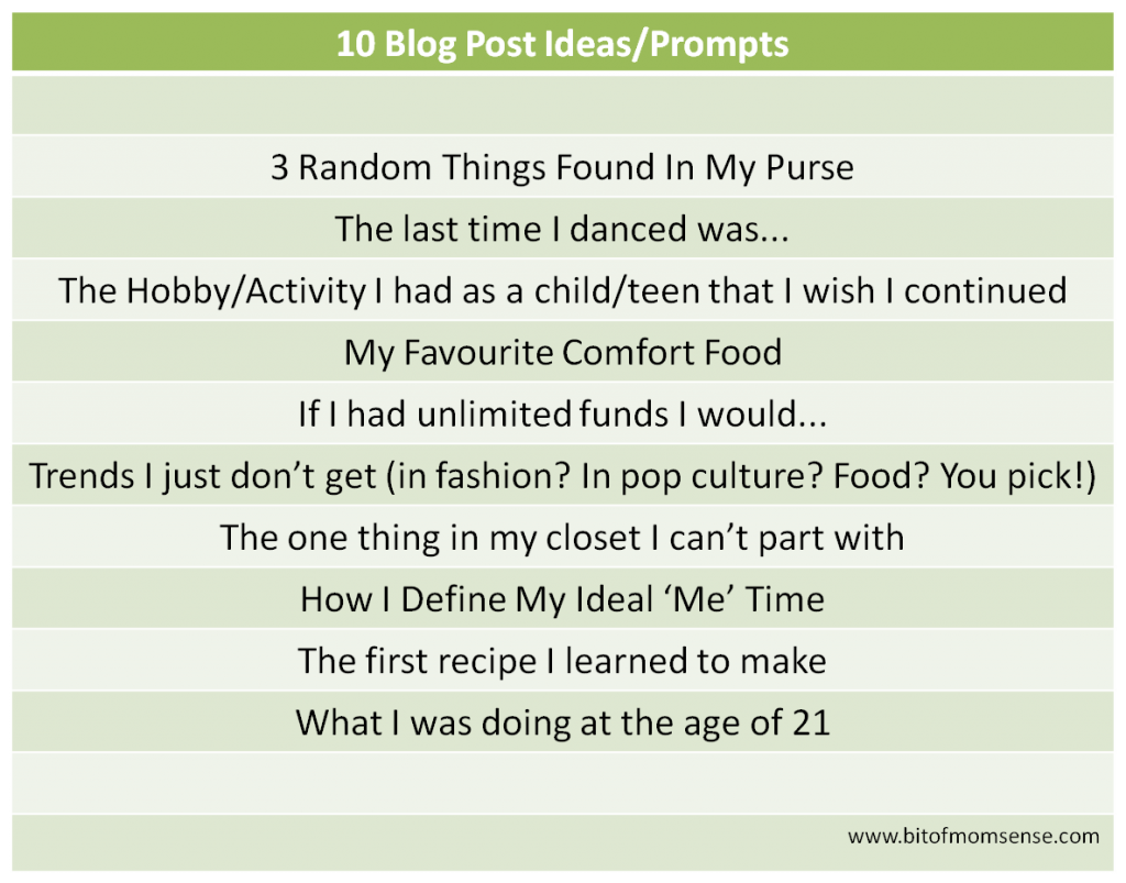 10 blog post ideas and prompts